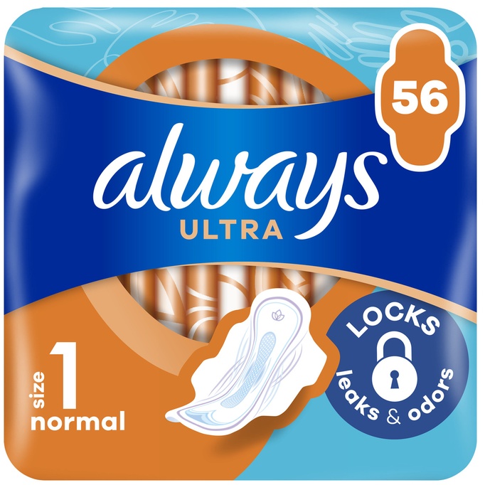 Absorbante pentru femei cu aripioare Always Ultra - Normal, Giga Pack, mărimea 1, 56 buc