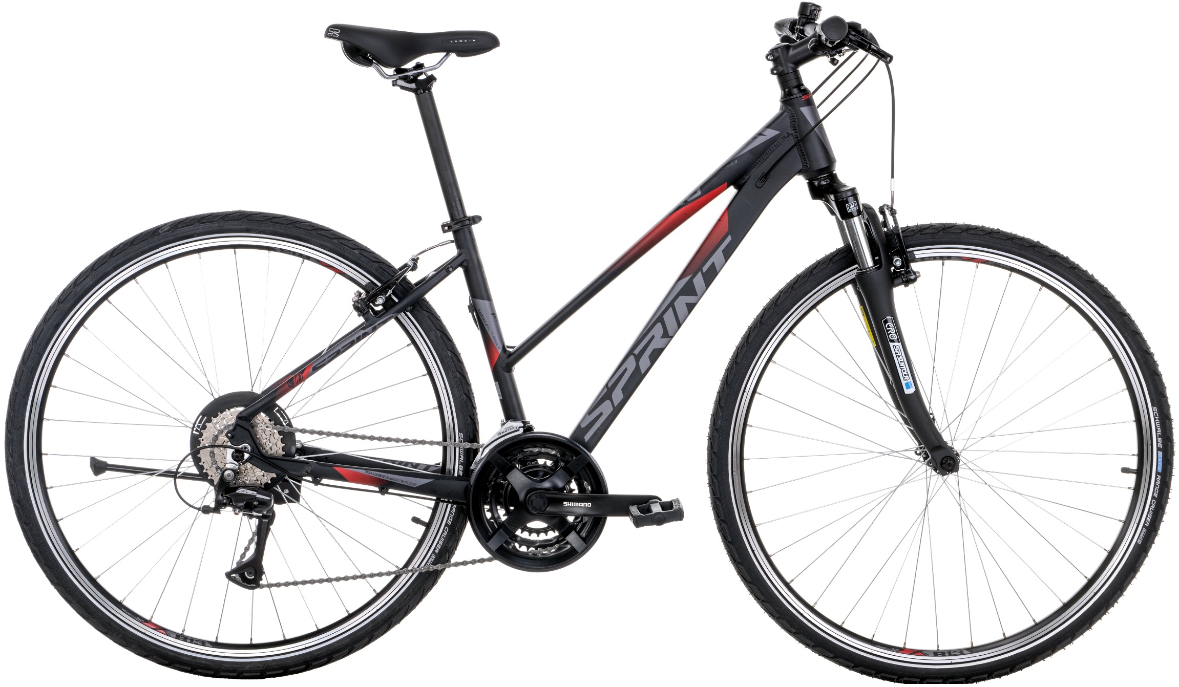 Bicicletă trekking pentru femei SPRINT - Sintero Lady, 28", 480 mm, negru/roşu