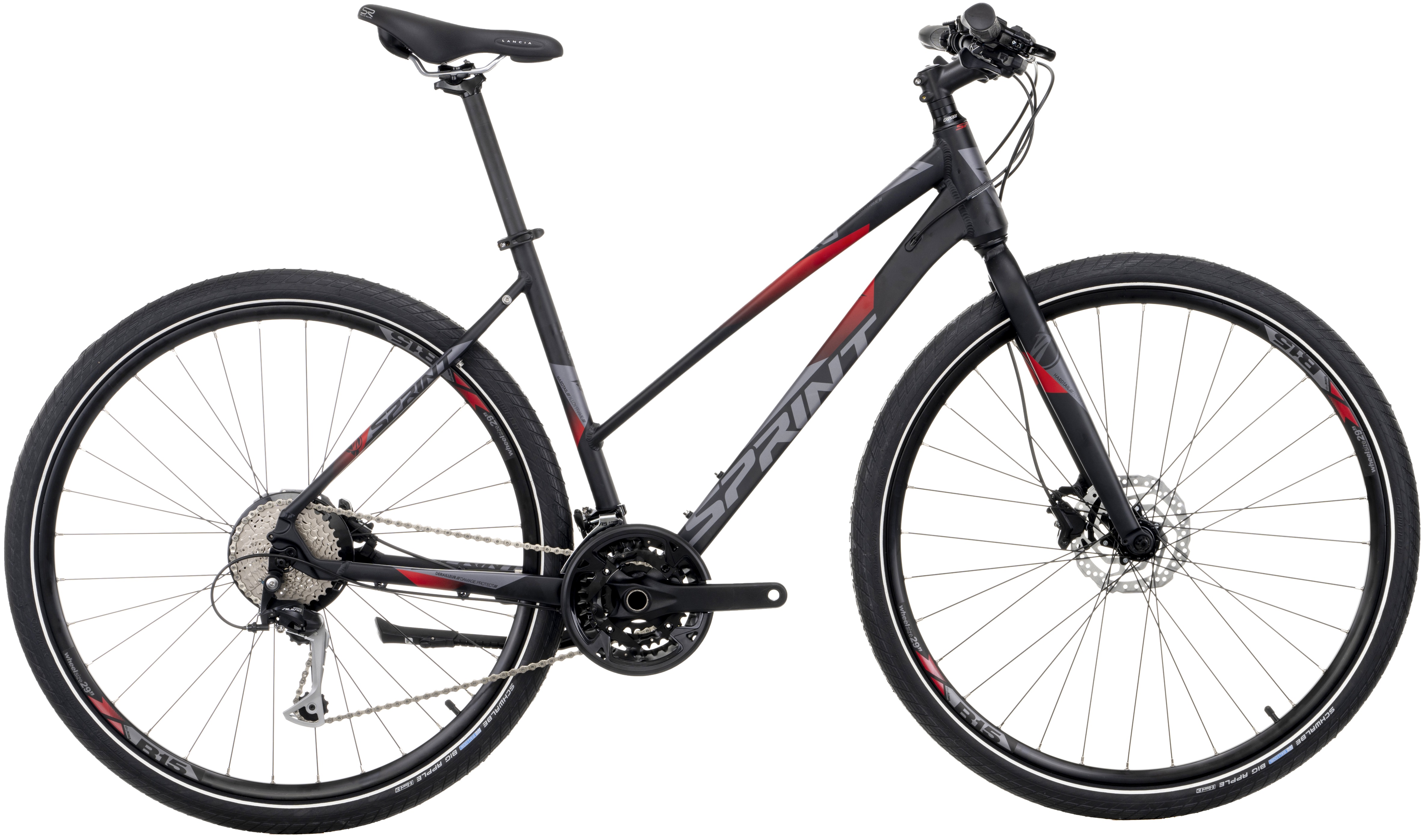 Bicicletă trekking pentru femei SPRINT - Sintero Lady Rigid, 28", 480 mm, negru/roşu