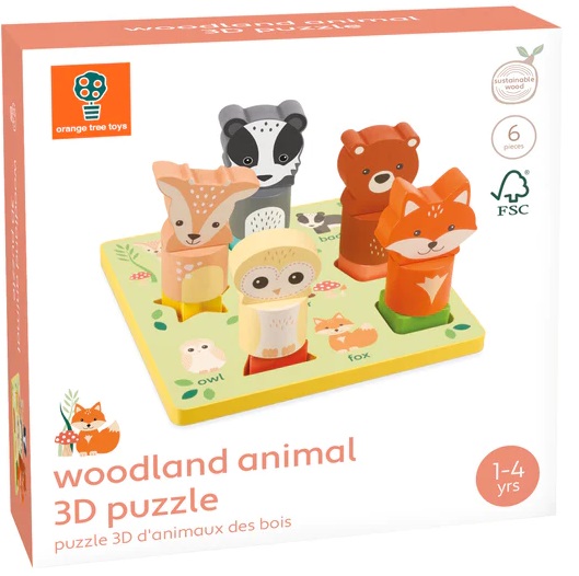 Puzzle 3D din lemn Orange Tree Toys - Animale din pădure