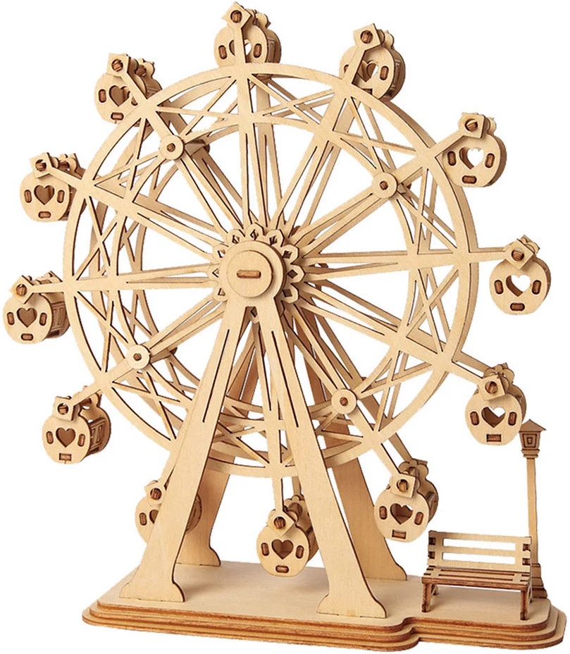 Puzzle 3D din lemn Robo Time din 120 de piese - Roata Ferris