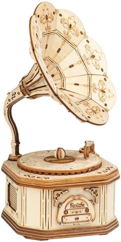 Puzzle 3D din lemn Robo Time din 122 de piese - Placă turnantă