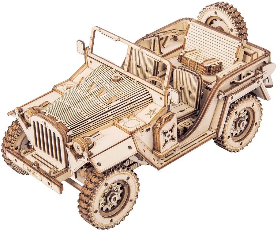 Puzzle 3D din lemn Robo Time din 369 de piese - Vehicul militar de camp