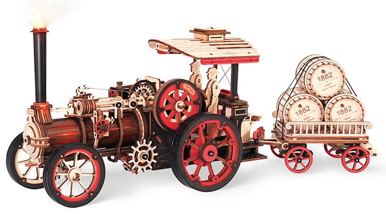 Puzzle 3D din lemn Robo Time din 469 piese - Mașină cu abur