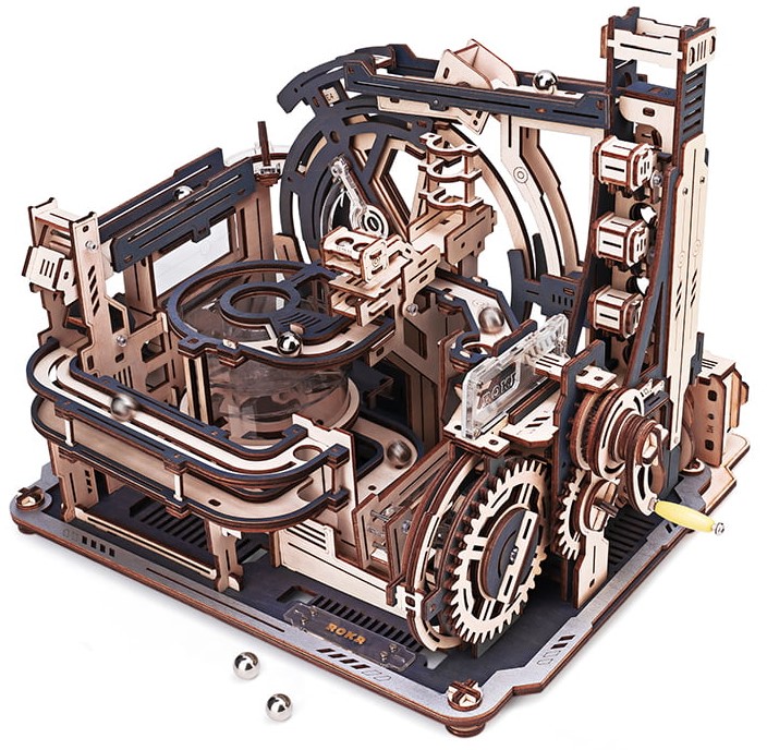 Puzzle 3D din lemn Robo Time din 472 piese - Portul spațial de marmură