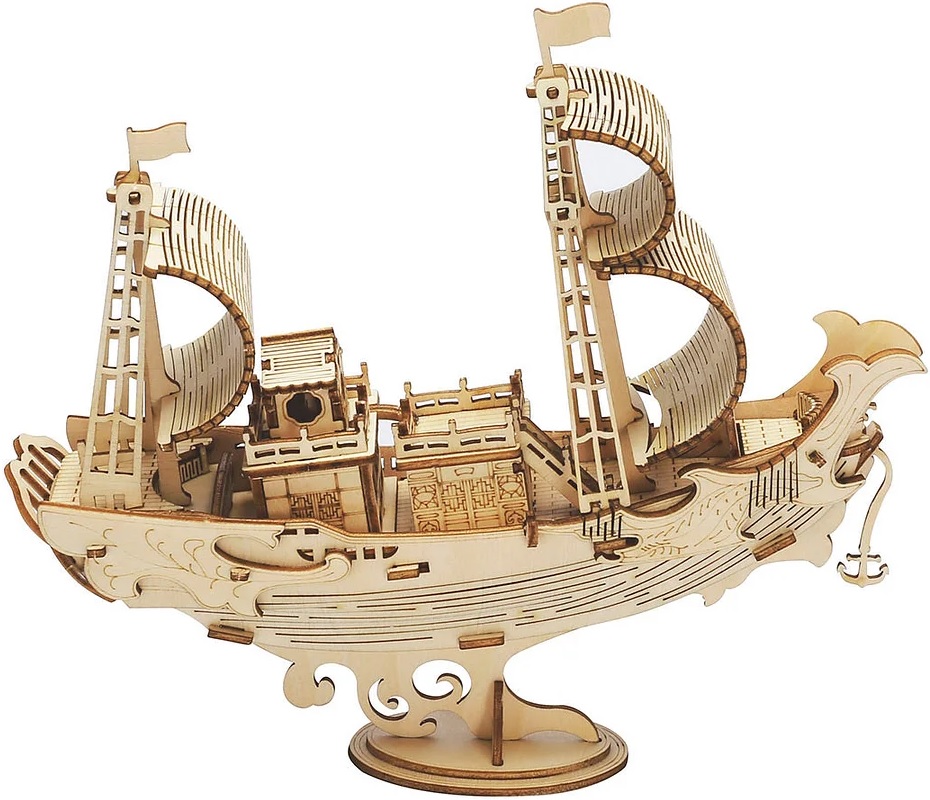 Puzzle 3D din lemn Robo Time din 91 de piese - Nava diplomatică japoneză