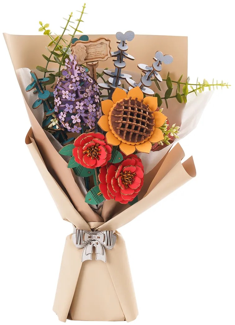 Puzzle 3D din lemn Robo Time din 581 de piese - Buchet