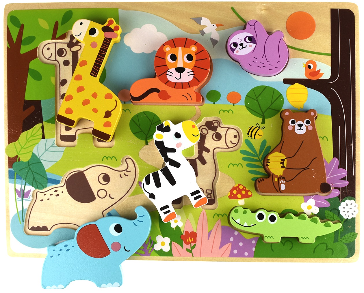 Puzzle 3D din lemn Jucărie Tooky - Animale sălbatice