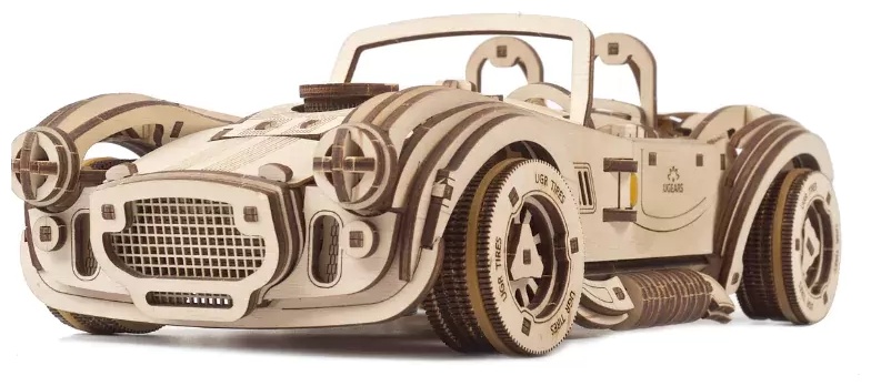 Puzzle 3D din lemn Ugears din 370 piese - Mașină de curse Drift Cobra