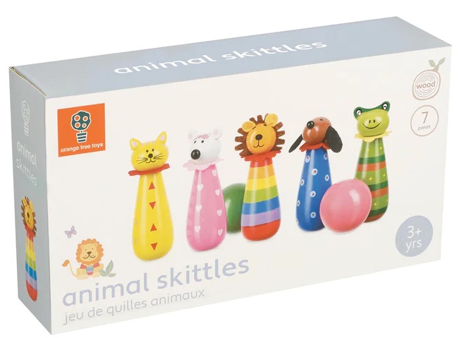 Bowling din lemn Orange Tree Toys - Animale