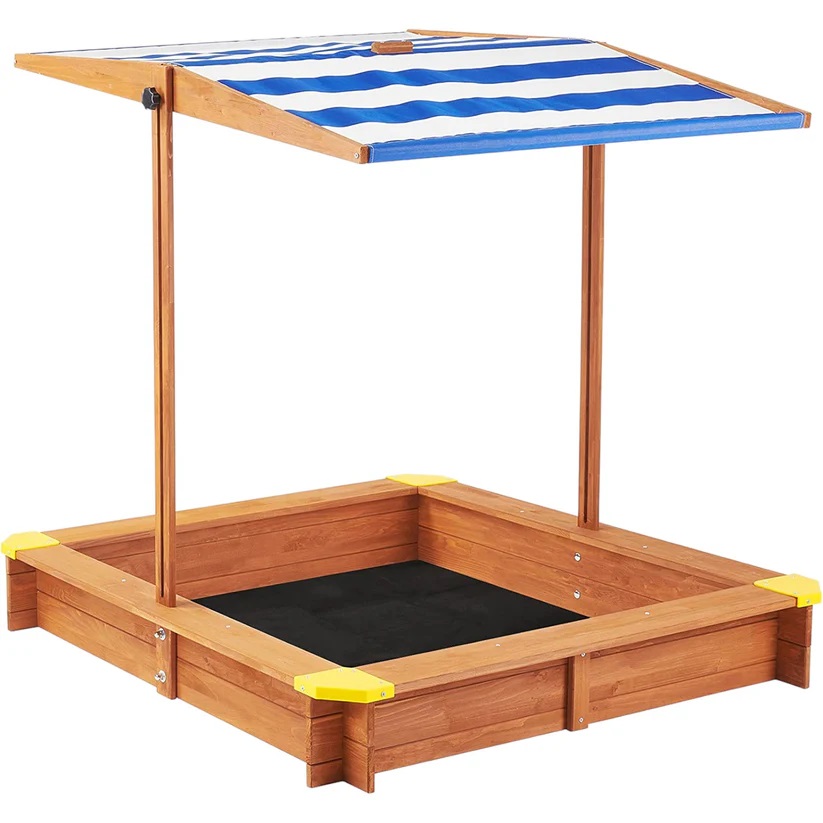 Nisipar din lemn pentru copii cu parasolar Ginger Home -118 х 118 х 118 cm