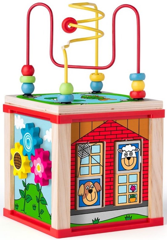 Cub didactic educativ din lemn Woody