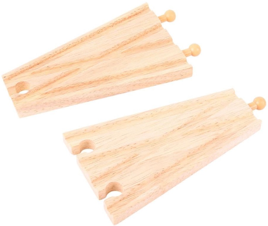Set din lemn Bigjigs - Ramificari feroviare drepte, 2 bucati