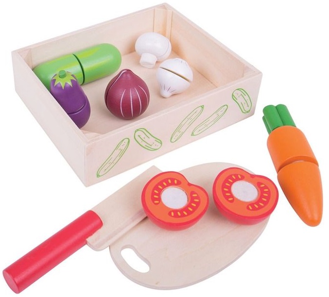 Set din lemn Bigjigs - Legume pentru taiere
