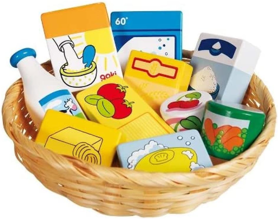 Set din lemn Goki -Produse alimentare într-un coș