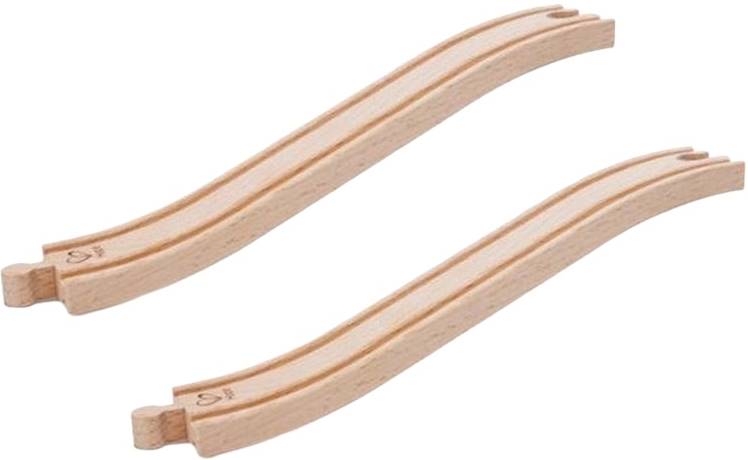 Set din lemn  HaPe International - S-șine de cale ferată modelate, 2 bucăți