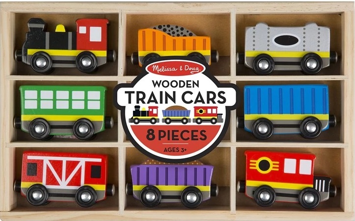 Set din lemn Melissa & Doug - Locomotivă și vagoane