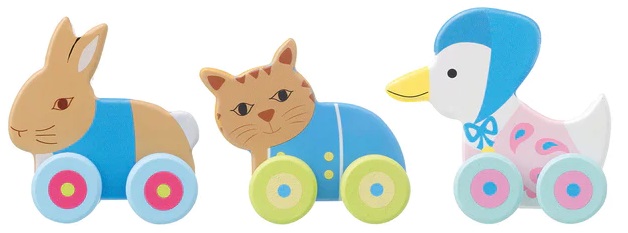 Set din lemn Orange Tree Toys - Jucării de împingere, Peter Rabbit, 3 bucăți