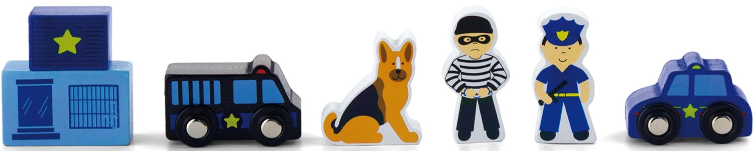Set din lemn cu figurine Viga Toys - Secția de poliție