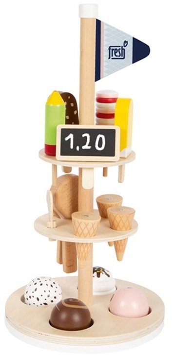 Set din lemn Small Foot - Stand pentru inghetata, cu accesorii