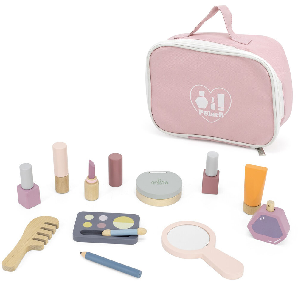 Set din lemn  Viga Polar B - Accesorii cosmetice cu geantă de toaletă