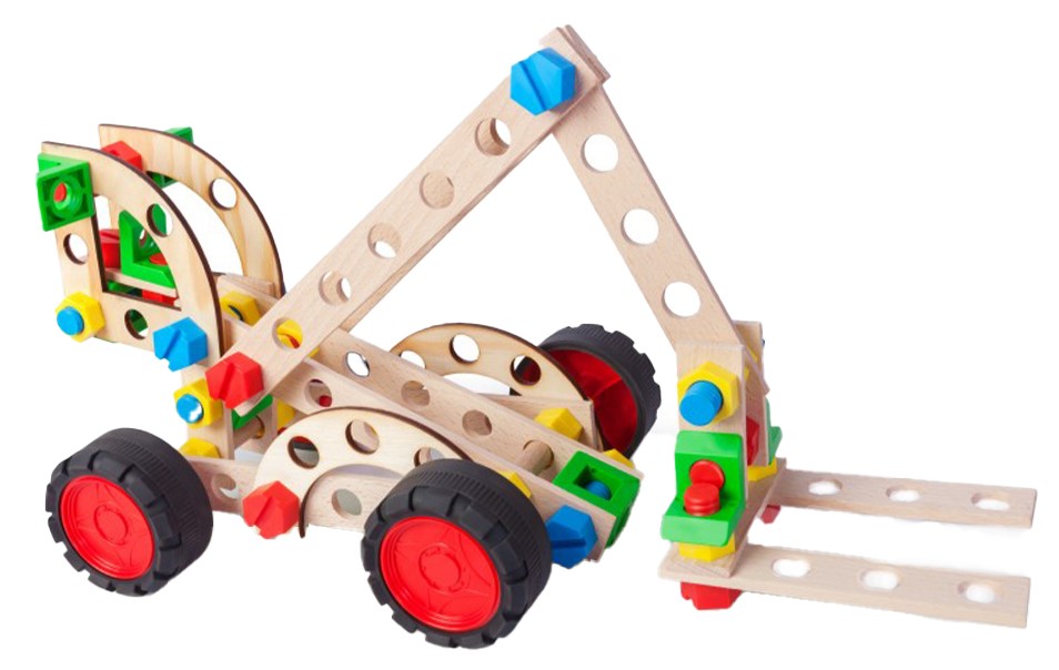 Kit de construcție din lemn 3 în 1  Alexander - Stivuitor, 88 piese