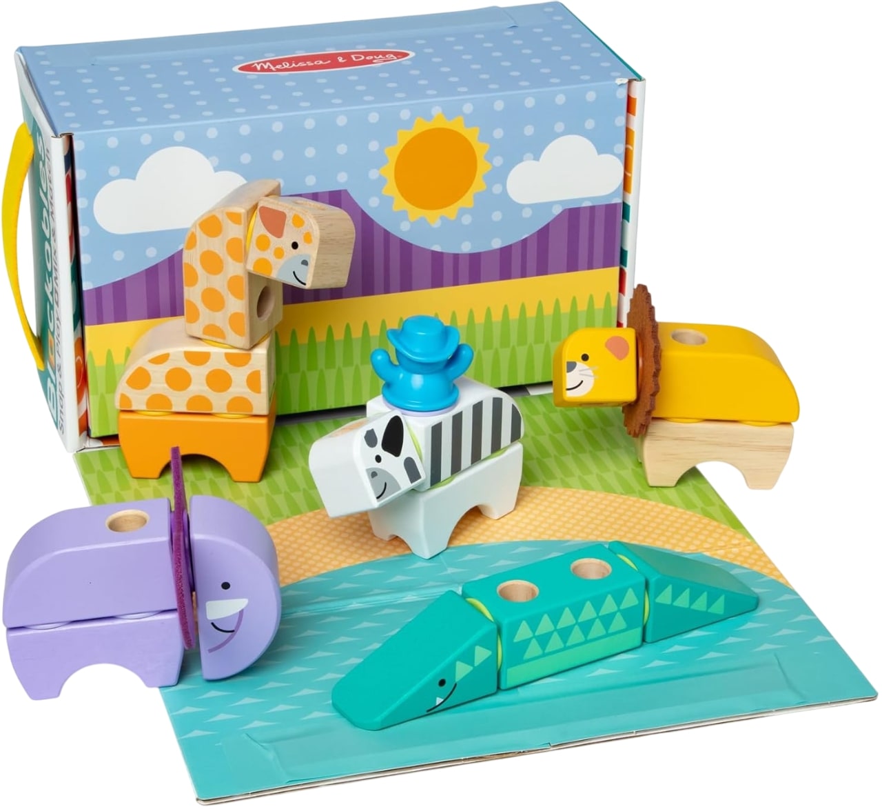 Constructor din lemn  Melissa &amp; Doug Blockables - Safari, 34 piese