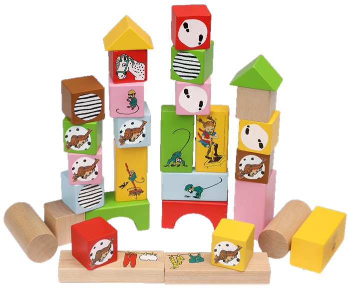 Constructor din lemn Pippi - Pippi și prietenii, 30 piese
