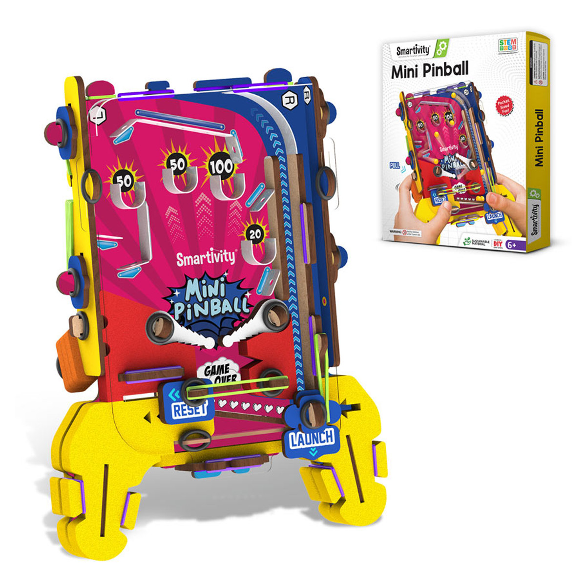Constructor din lemn Smartivity - Mini pinball, 82 piese
