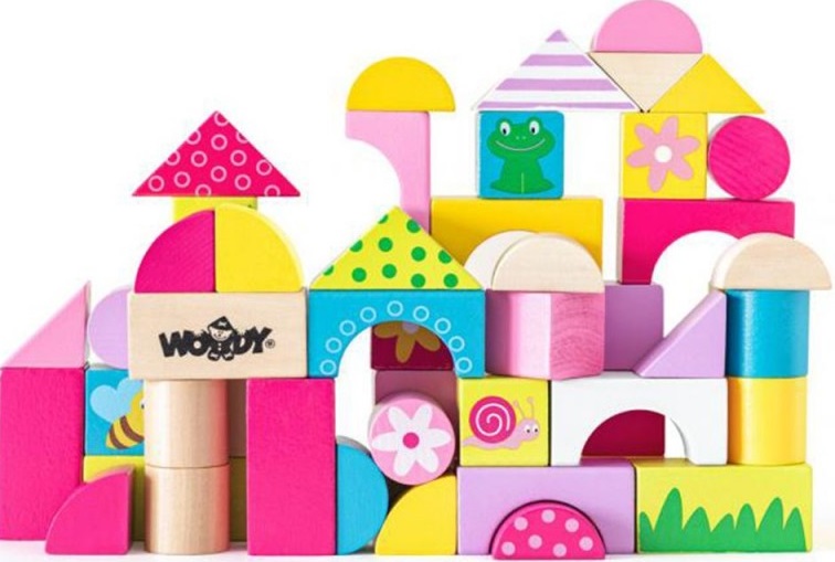 Set de constructie din lemn Woody - gradina, 50 piese
