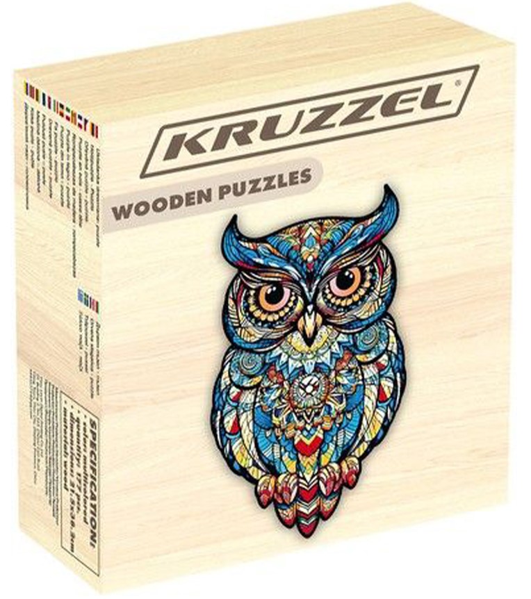 Puzzle creativ din lemn Kruzzel - Bufniţă, 177 piese