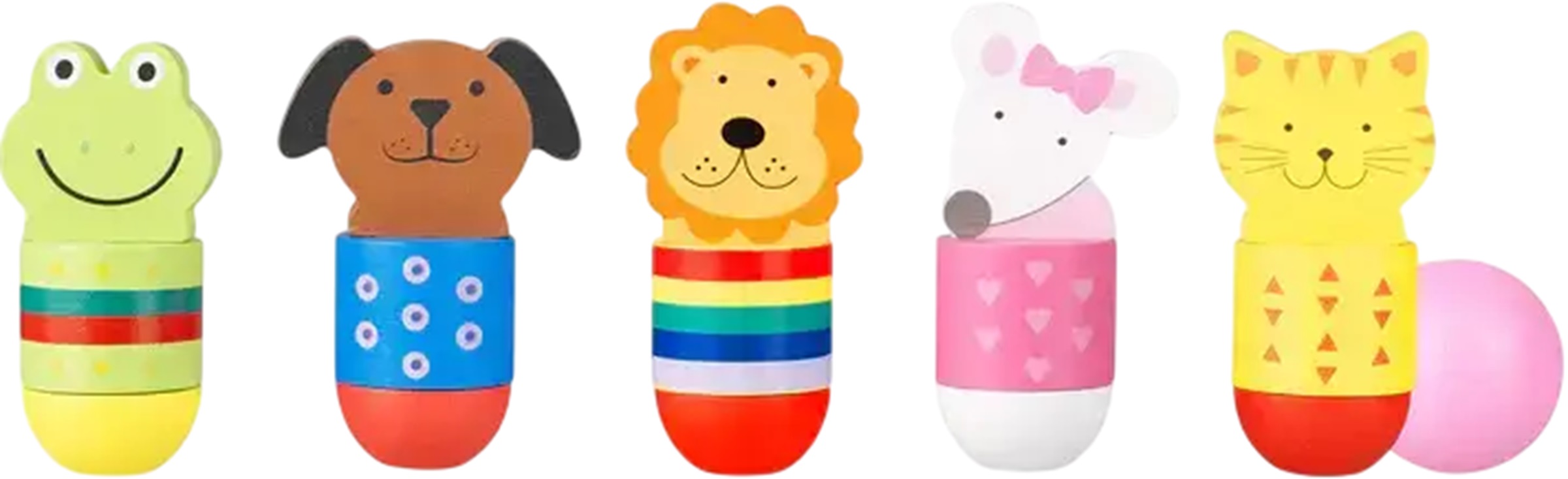 Mini bowling din lemn Orange Tree Toys - Animale