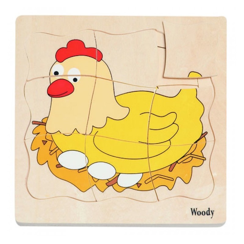 Puzle multistrat din lemn Woody -  Ou si gaina