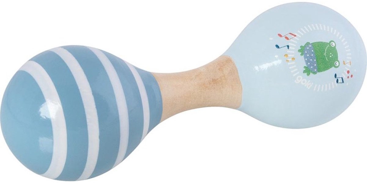 Instrument muzical din lemn Goki - Maracas dublu, broască, 14.5 cm