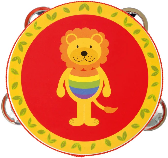 Instrument muzical din lemn Orange Tree Toys - Tamburină, leu