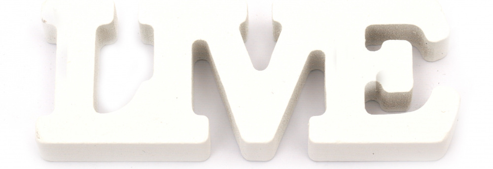 Inscripție de lemn pentru decorare Em Art - Live, 10 x 4 x 1.25 cm, alb