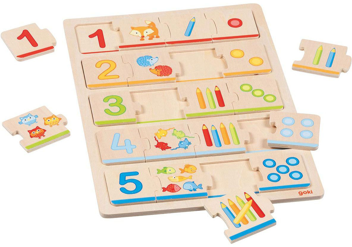 Puzzle educațional din lemn Goki - Învață numerele, 20 piese
