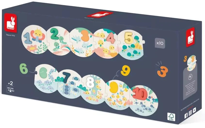 Janod Puzzle educațional din lemn - Primul meu puzzle cu numere