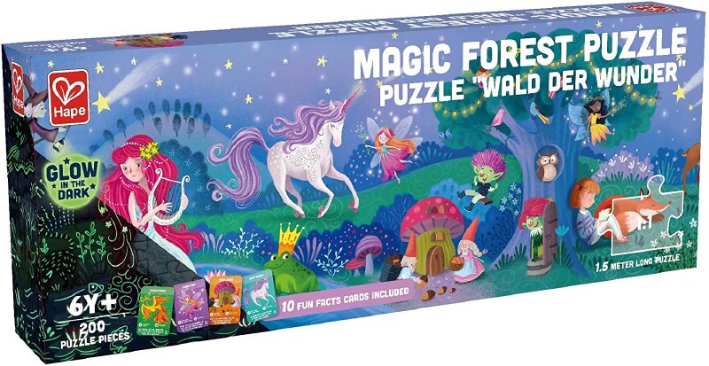 Hape Puzzle panoramic din lemn de 200 de piese - Pădurea magică