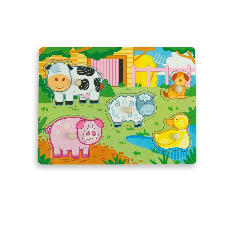 Puzzle din lemn  Andreu toys - Ferma, cu indiciu