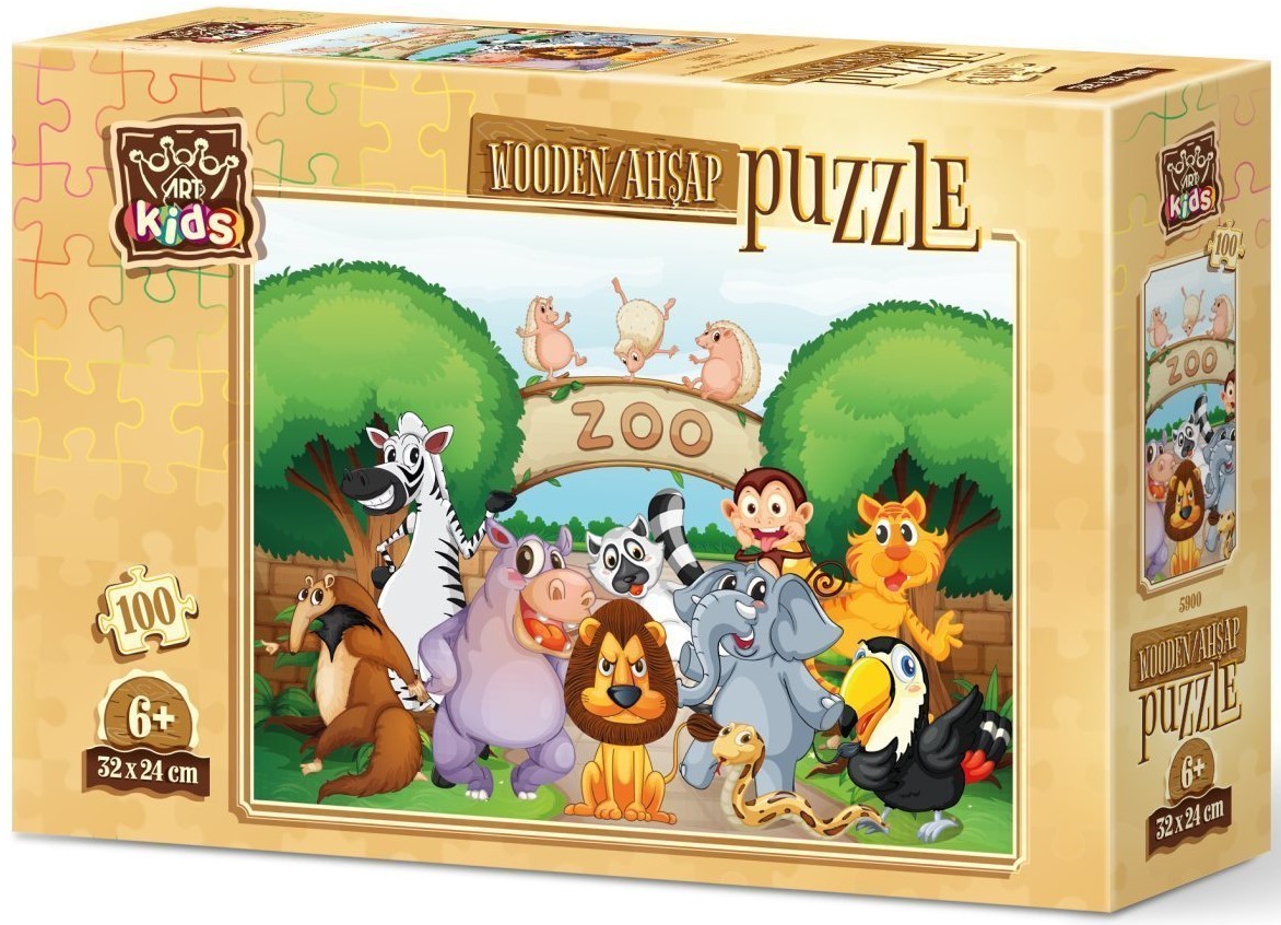 Puzzle din lemn Art Puzzle din 100 de piese - In grădină zoologică