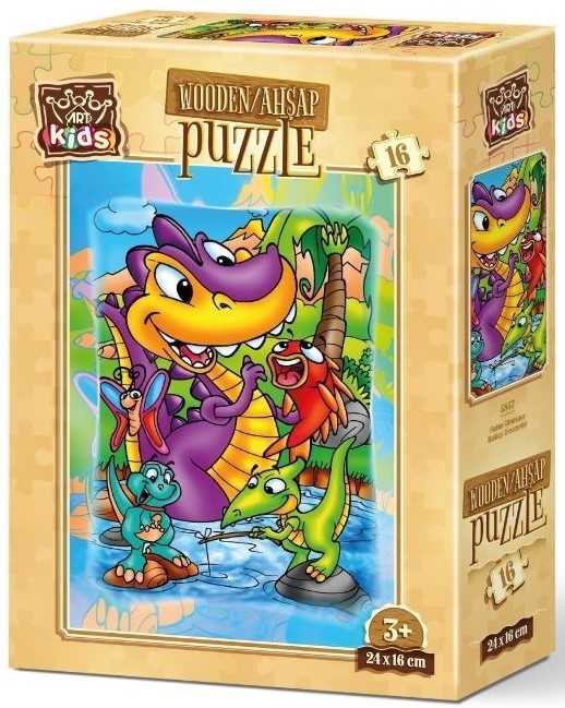 PPuzzle din lemn Art Puzzle din 16 de piese - Dinozaurii
