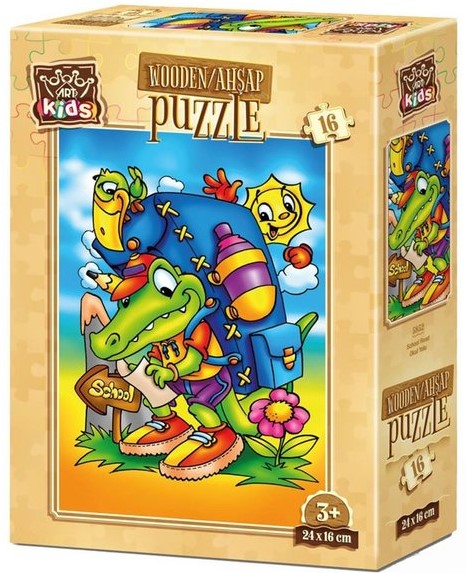 Puzzle din lemn Art Puzzle din 16 de piese - Drumul spre școală