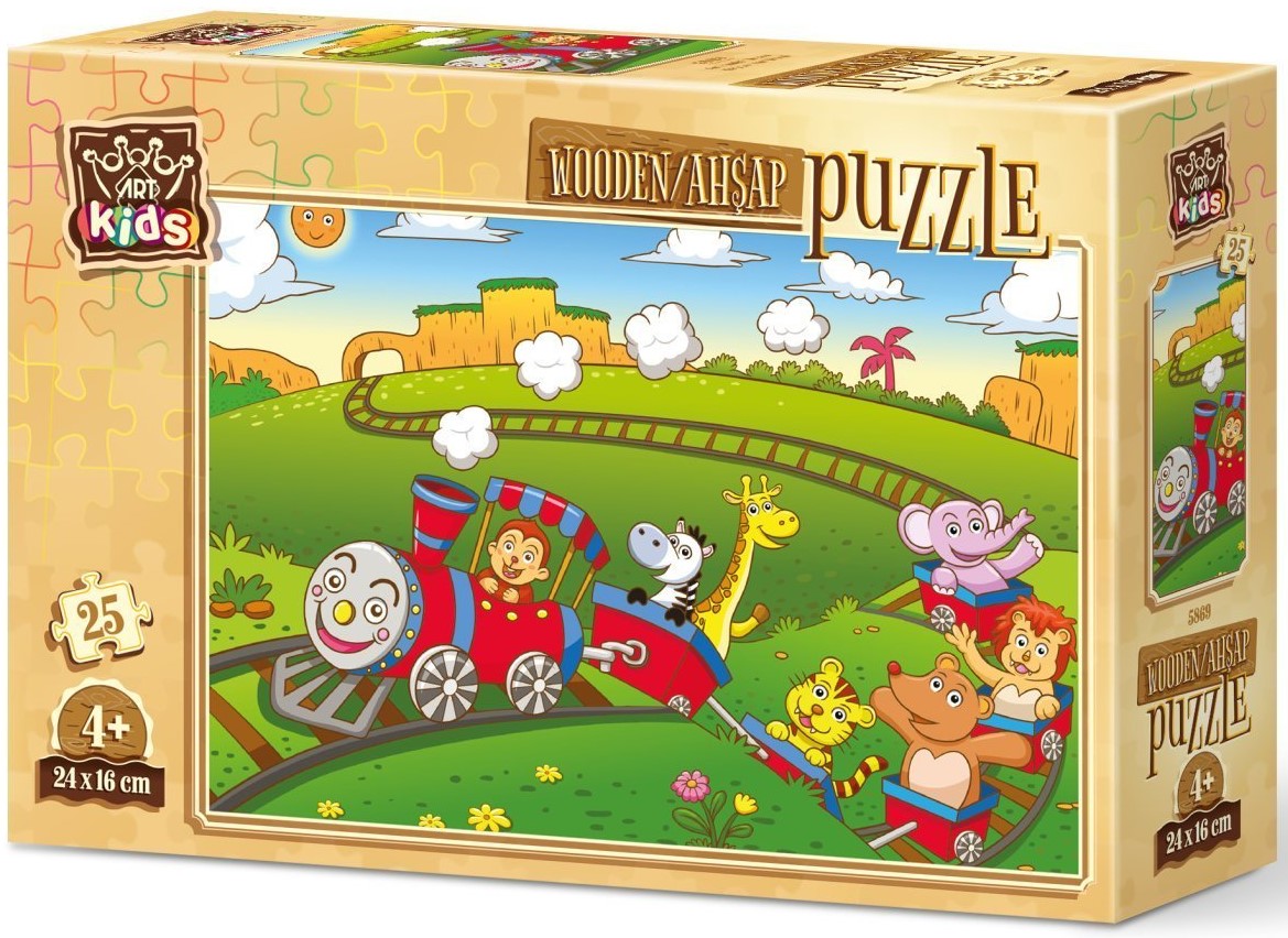 Puzzle din lemn Art Puzzle de 25 piese - Trenut cu animale