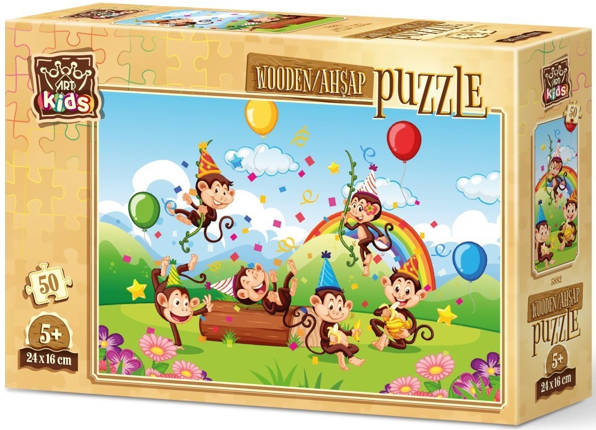 Puzzle din lemn Art Puzzle din 50 de piese - Petrecere cu maimutele
