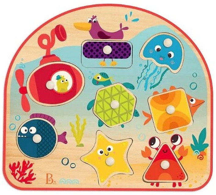 Puzzle din lemn Battat - Creaturi marine, 8 piese