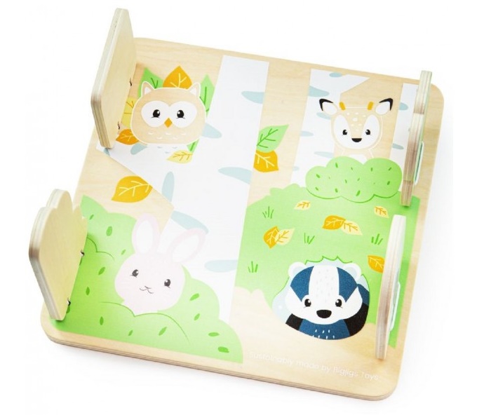 Puzzle din lemn Bigjigs - Forest Hide and Seek, 4 piese