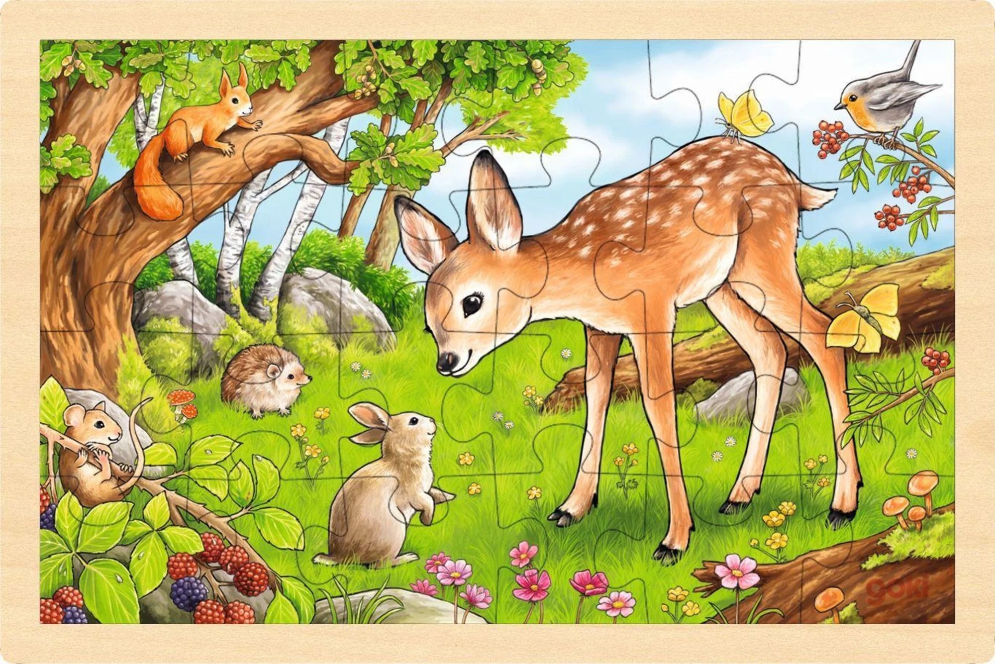 Puzzle din lemn Goki - Cerb, 24 piese