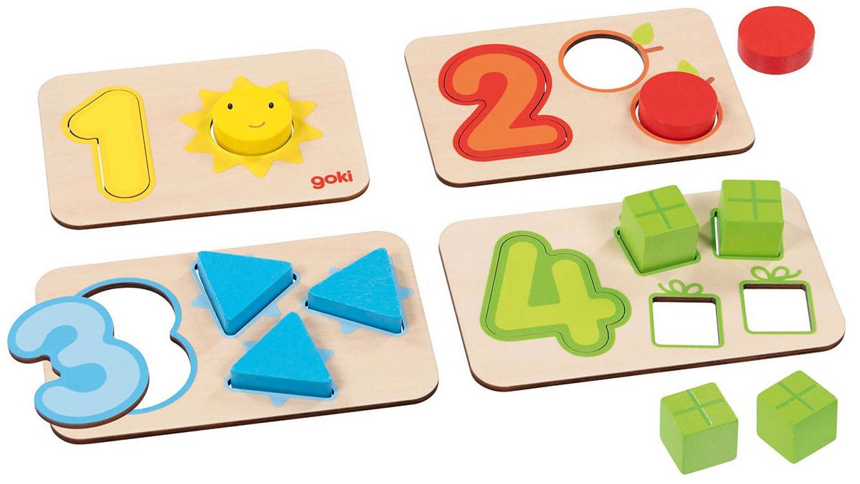 Puzzle din lemn  Goki - Învață să numeri și să te conectezi