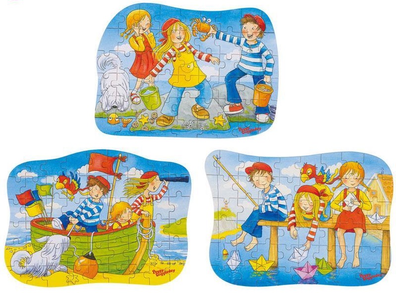 Puzzle din lemn Goki - Peggy Diggledey, În apă, sortiment